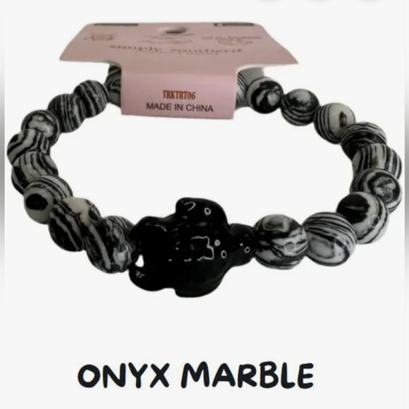Simply Southern Onyx Marble Turtle Tracker Bracelet, w/Black Turtle NWT - Picture 6 of 6